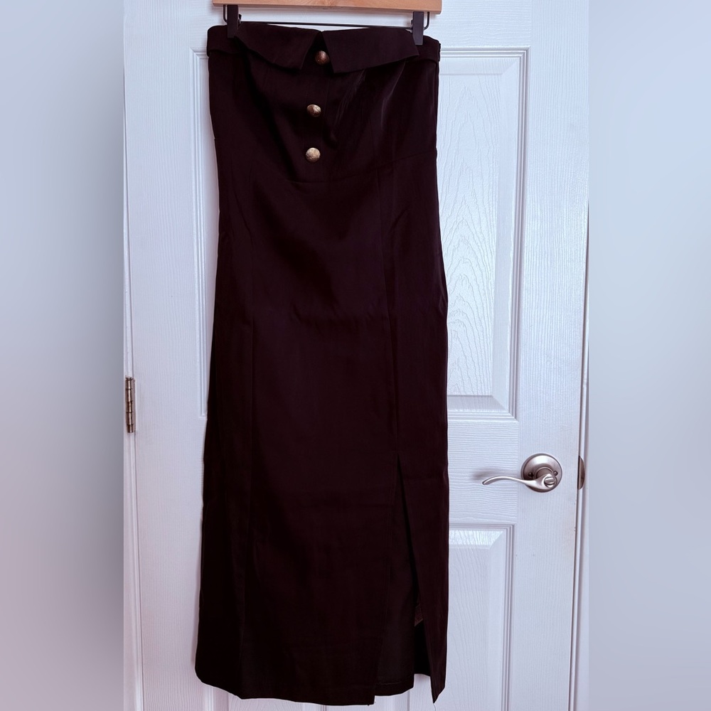 Endless Rose Strapless Black Dress with Gold Buttons